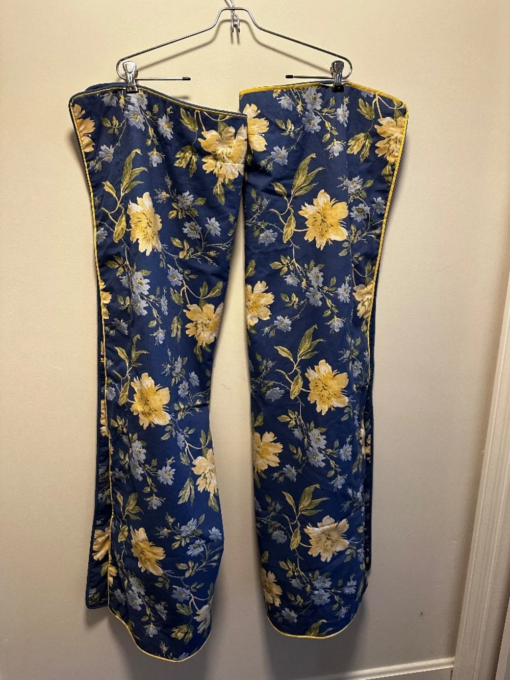 Laura Ashley Vintage King Pillow Shams (2) Emily Blue and Yellow Floral Cottage